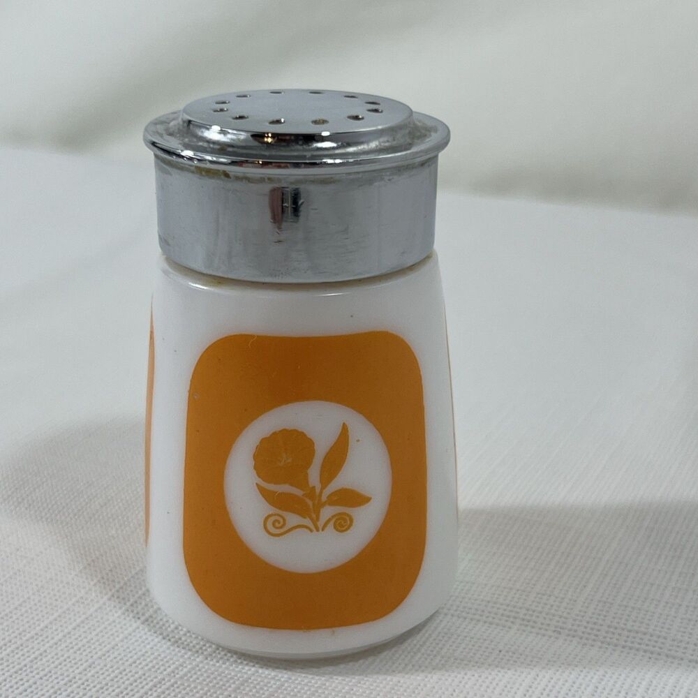VTG - Milk Glass Salt / Pepper Shaker - Santa Barbara Dispensers Inc. - Orange